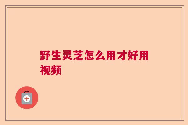野生灵芝怎么用才好用视频