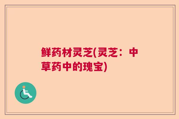 鲜药材灵芝(灵芝：中草药中的瑰宝)