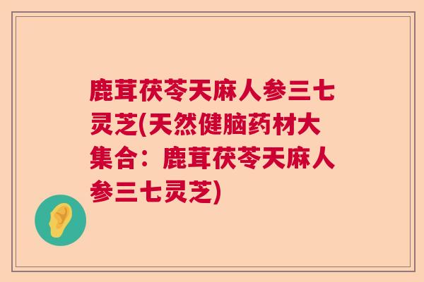 鹿茸茯苓天麻人参三七灵芝(天然健脑药材大集合：鹿茸茯苓天麻人参三七灵芝)