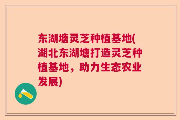 东湖塘灵芝种植基地(湖北东湖塘打造灵芝种植基地，助力生态农业发展)