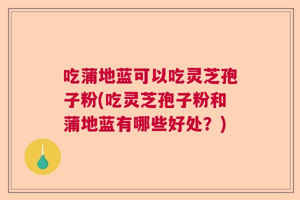 吃蒲地蓝可以吃灵芝孢子粉(吃灵芝孢子粉和蒲地蓝有哪些好处？)
