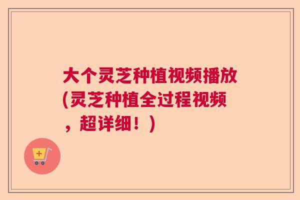 大个灵芝种植视频播放(灵芝种植全过程视频，超详细！)