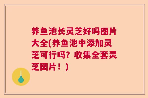 养鱼池长灵芝好吗图片大全(养鱼池中添加灵芝可行吗？收集全套灵芝图片！)