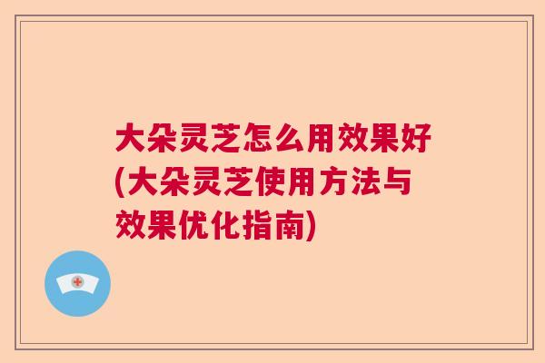 大朵灵芝怎么用效果好(大朵灵芝使用方法与效果优化指南)