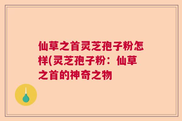 仙草之首灵芝孢子粉怎样(灵芝孢子粉：仙草之首的神奇之物