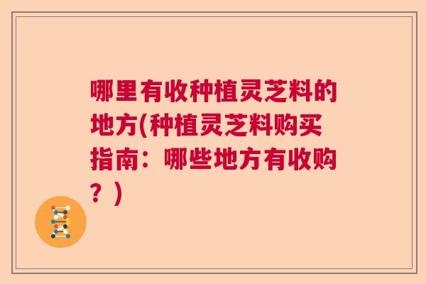 哪里有收种植灵芝料的地方(种植灵芝料购买指南：哪些地方有收购？)