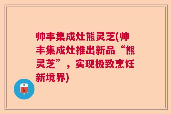 帅丰集成灶熊灵芝(帅丰集成灶推出新品“熊灵芝”，实现极致烹饪新境界)