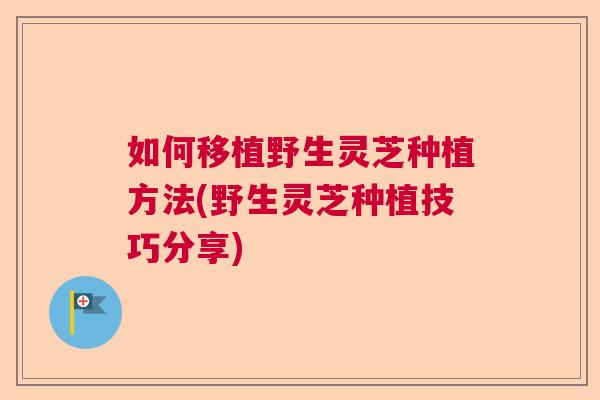 如何移植野生灵芝种植方法(野生灵芝种植技巧分享)