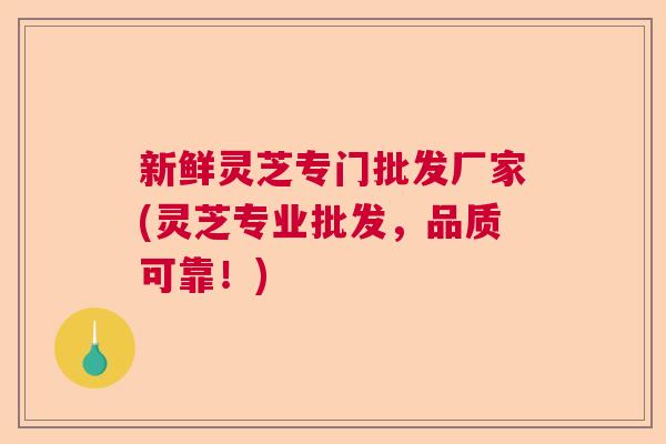新鲜灵芝专门批发厂家(灵芝专业批发，品质可靠！)