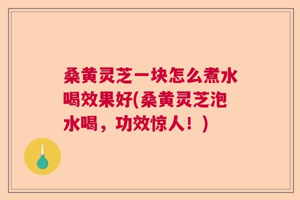 桑黄灵芝一块怎么煮水喝效果好(桑黄灵芝泡水喝，功效惊人！)