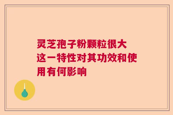 灵芝孢子粉颗粒很大 这一特性对其功效和使用有何影响