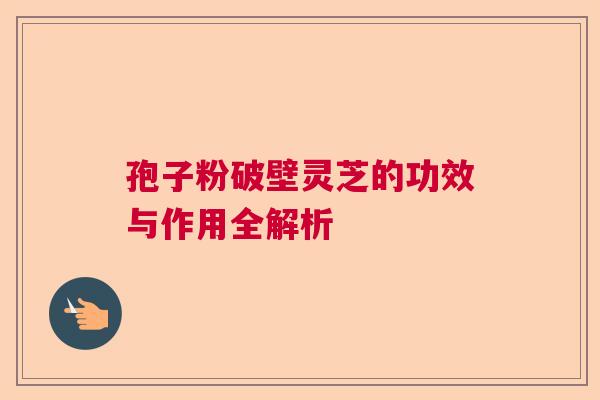 孢子粉破壁灵芝的功效与作用全解析