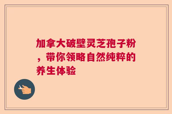 加拿大破壁灵芝孢子粉，带你领略自然纯粹的养生体验