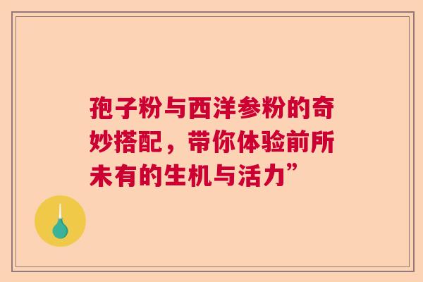 孢子粉与西洋参粉的奇妙搭配，带你体验前所未有的生机与活力”
