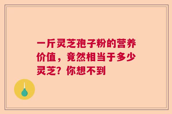 一斤灵芝孢子粉的营养价值，竟然相当于多少灵芝？你想不到