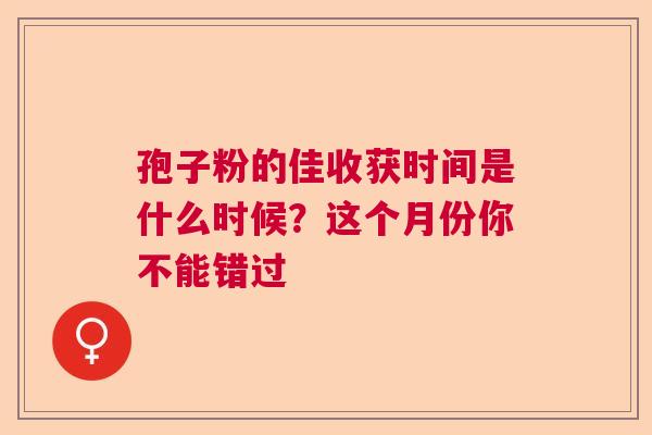 孢子粉的佳收获时间是什么时候？这个月份你不能错过